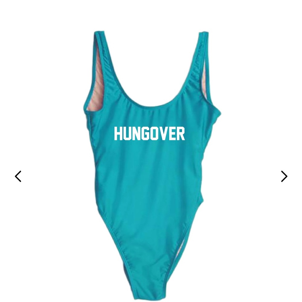 NEVER WORN One-Piece Swimsuit with ‘HUNGOVER’ print